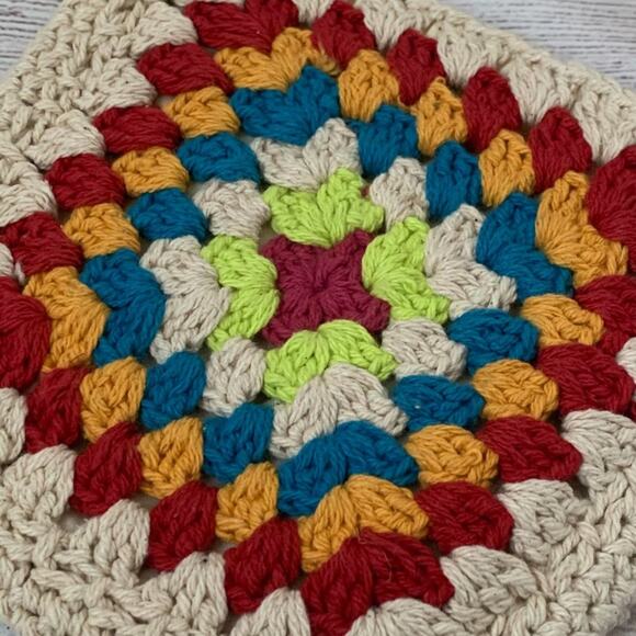 Boho Cream Crossbody Bag with Multi-Colored Pattern Open Top 30"L - Picture 5 of 11